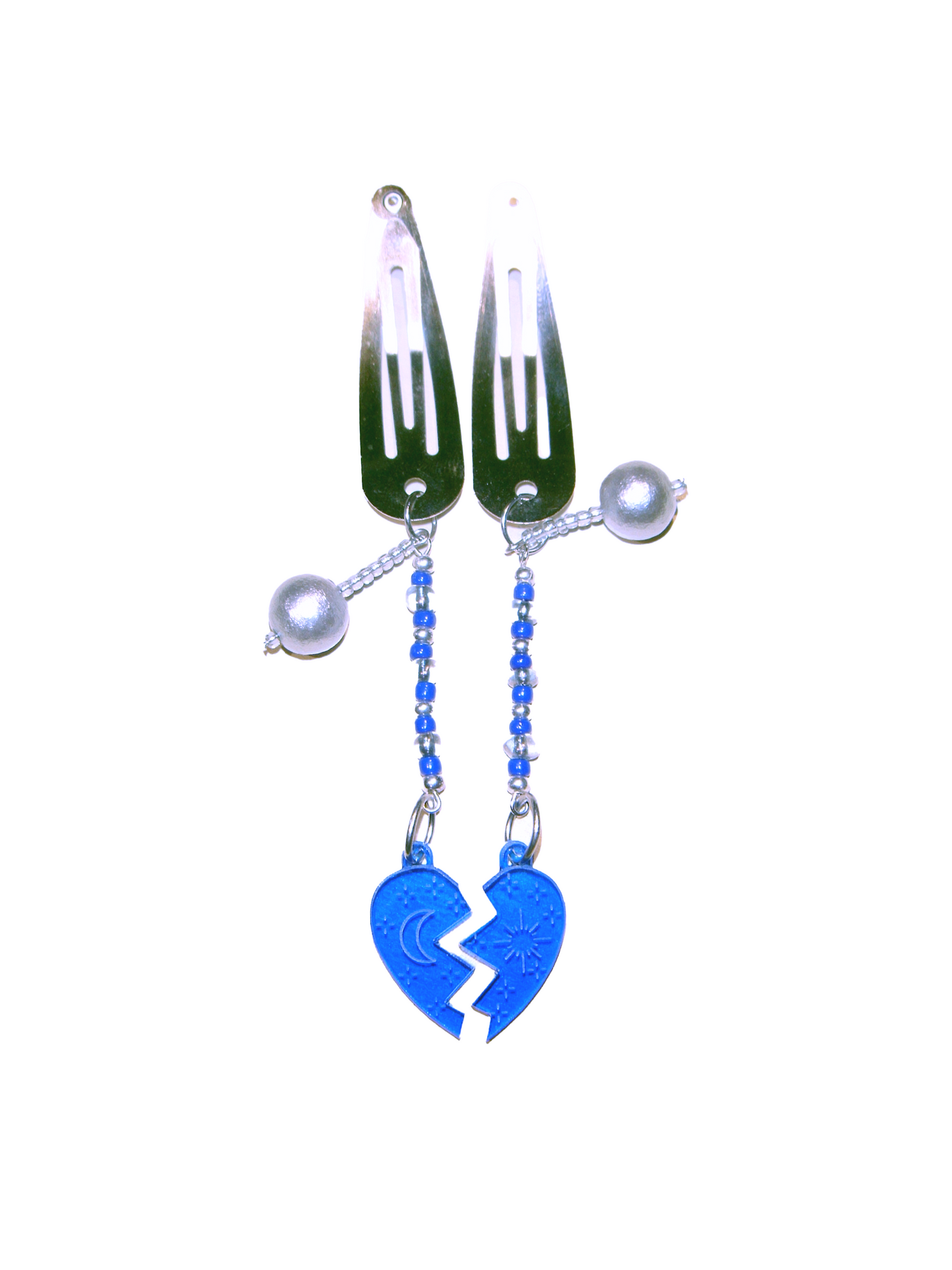 blue hearts pair hair clips