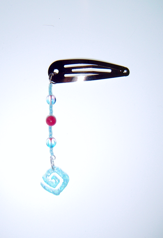 Hair clip dangles suspended spirals