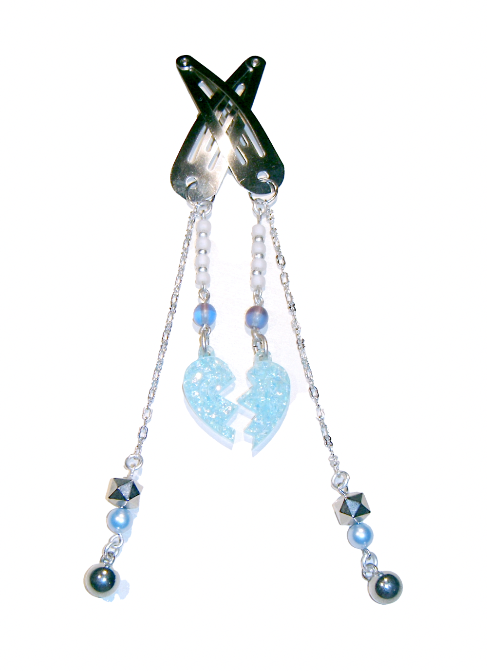glitter chain pair hair clips