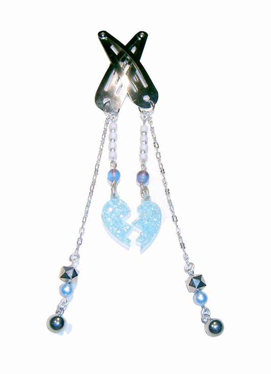 glitter chain pair hair clips